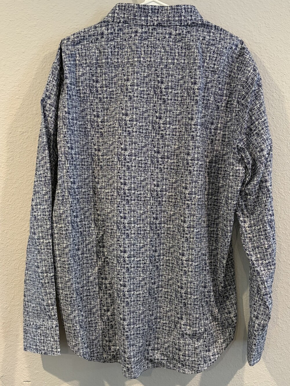 NEW Wearness Kenneth Cole Navy White AOP Slim Fit Button Up Long Sleeve Shirt XL - Picture 2 of 5
